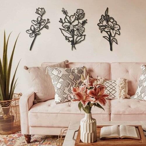Çiçek Gül 3'LÜ SET METAL DUVAR DEKORASYONU ŞIK MODERN SÜS KALİTELİ