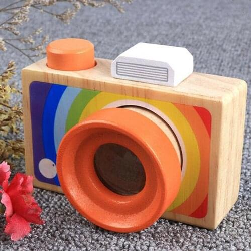 Wooden Rainbow Camera Toy Toddler Kids Kaleidoscope Lens Pretend Play Toys Home Bedroom 2019 New Design Kids Toy Dropship