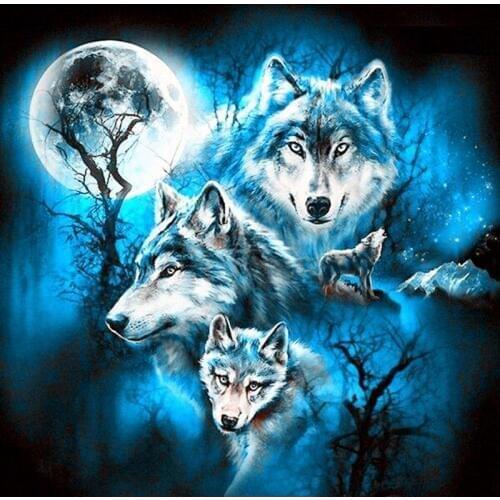 GLymg 5d Diamond Painting Embroidery Bright Rhinestones diamond painting full drill square Wolf Wall Arts Decor