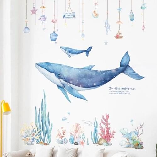 Ins Whale Coral Stickers DIY Personality Wall Decor Wall Bedroom Wall Decoration Wall Stickers Wall Stickers For Kids Rooms