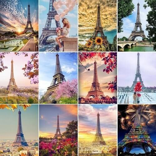 5D Diy Diamond Painting Full Square Paris Tower Cross Stitch Picture Rhinestone Decorative Embroidery Diamond Mosaic Landscape