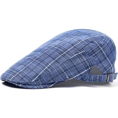 Spring Flat Cap Plaid Golf Adjustable Cotton Irish Jeff Cap Classic Woman and Man Vintage Summer Fashion Hat