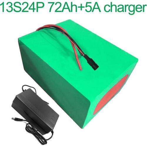 With 5A charger 48V 72Ah 13S24P 18650 Li-ion Battery Pack E-Bike Ebike electric bicycle 260x245x140mm
