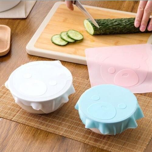 Multifunction Keeping Food Fresh Silicone High Stretch Food Wraps Seal Cover Reusable Lovely Small Bear Stretch Lid
