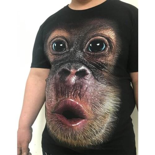 2021 Summer 3D printed animal monkey gorilla short-sleeved funny design casual oversized top T-shirt for men
