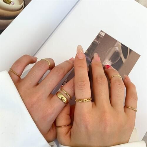 Rings Set 2021 New Trends Fashion For Women Gold Minimalist Jewelry Punk Brass Iron Dating Adjustable Rings On Phalanx Gothic