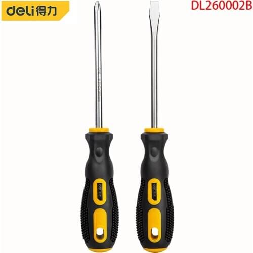 Deli DL260002B Screwdriver 2-Piece Set Magnetic Screwdriver Head Strong Magnetism Chrome Vanadium Steel Material Anti-Slip
