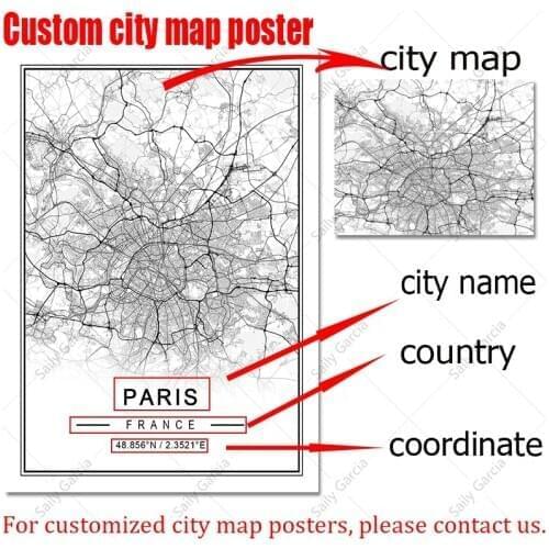 Custom Map Poster Manchester Mecca Munich World Famous City Poster Travel World Wall Art Canvas Painting for Home Cuadros Decor