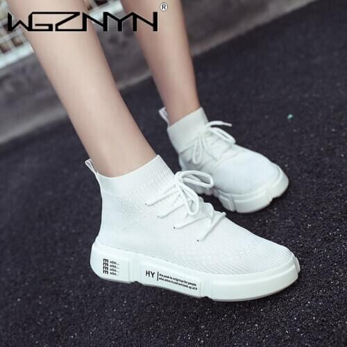 WGZNYN 2020 New Women Platform Chunky Sneakers Casual Vulcanize Shoes Luxury Designer Female Fashion Sneakers Chaussures Femme