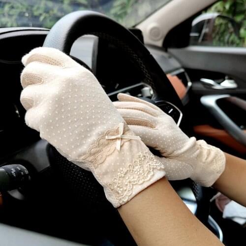 New Fashion Womens Spring Summer Non-slip Lace Finger Gloves Wholesale Outdoor Touch Screen Driving Gloves