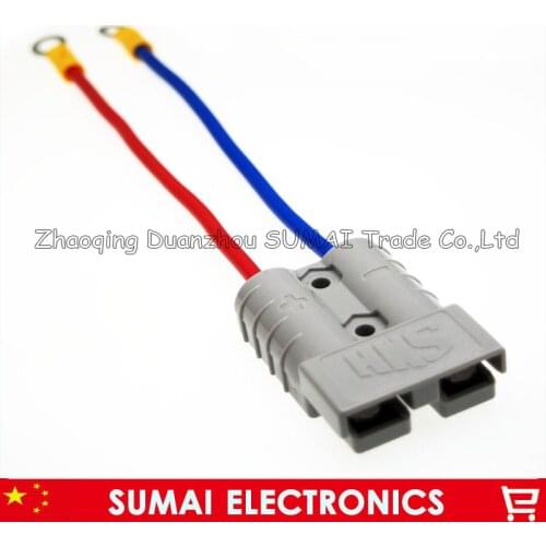 New Grey SMH 2P 50A 600V Power Connector Battery Plug with 15 CM 10 AWG cable for APC inverter power, forklift electrocar
