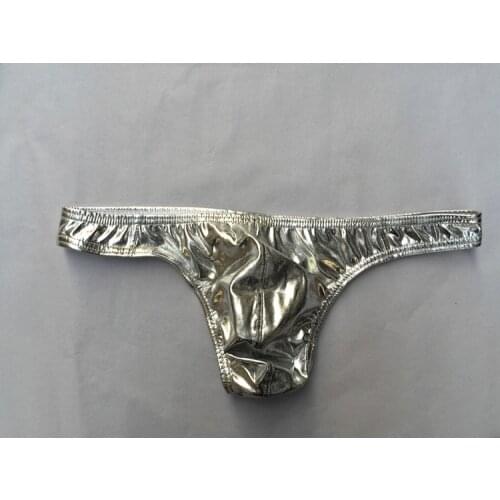 2019 solid G-strings Men Gay Thong Sexy Underwear shorts Bare Buttocks Patent Leather Underpants Pouch Thong G-String majtki
