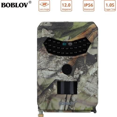 Boblov Hunting Camera 1080P HD Night Vision Trail Wildlife Cam 120 Wide Angle IP56 Photo Traps 26PCS IR LED Outdoor Wild Camera