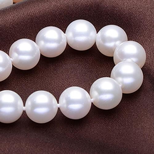 925 silver real natural big Natural pearl necklace genuine round bright 925 sterling silver white send mothe