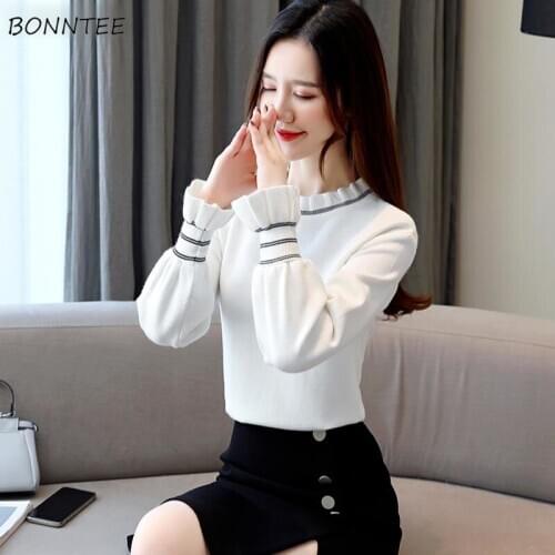 Pullovers Women Butterfly-Sleeve O-neck Patchwork Vintage Design Korean Style Students Sweet Cute Ladies Slim Loose Harajuku New