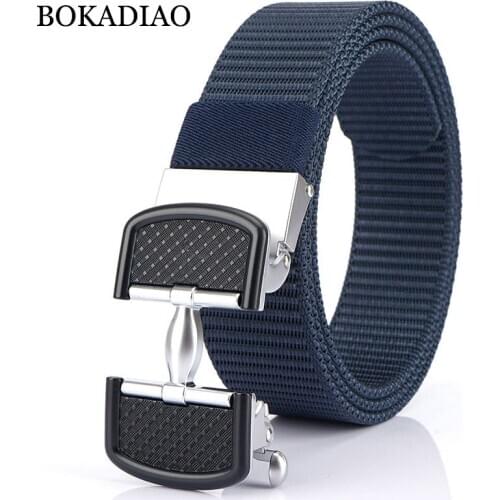 BOKADIAO Men&women Nylon Belt Metal Automatic Buckle canvas belts Outdoor sports Casual jeans waistband Army military male strap