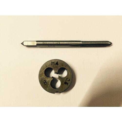 1pc HSS Machine M4 X 0.5 0.7mm Plug Tap and 1pc M4 X 0.5 0.7mm Die Threading Tool