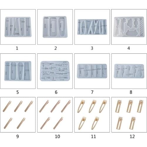 Crystal Epoxy Resin Mold Hair Clip Barrette Casting Silicone Mould DIY Crafts Jewelry Hairpin Making Tool