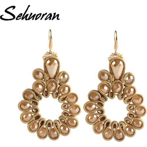 Sehuoran 2017New Earrings for woman big drop oorbellen voor vrouwen Crystal pendientes brincos statement hot sales earrings