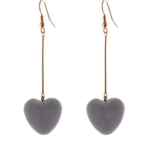 Lureme Korean Jewelry Plush Fur Ball Drop Earring Simple Creative Heart Velvet Earrings for Women Girls Long Brincos (er005410)