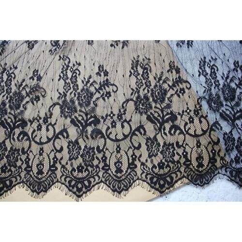 Wide 150cm length eyelash lace Frence lace fabric 2019 high quality wedding dress craft materials 3 meters