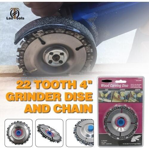 Grinder Disc and Chain 22 Tooth Fine Cut Chain Set For 100/115 Angle Grinder Woodworking carving Grinding and cutting