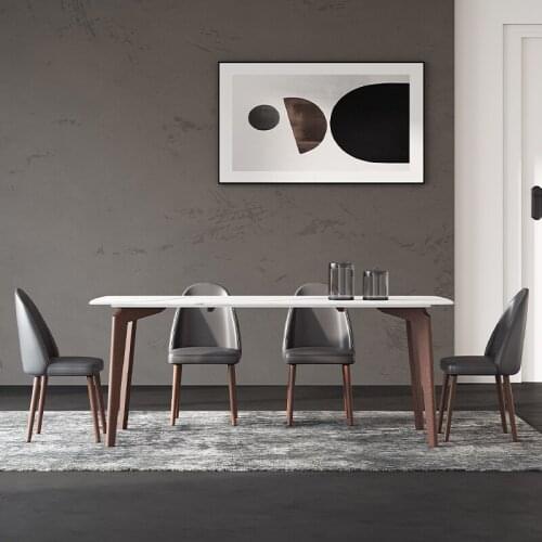 Nordic solid modern simple light luxury rock board dining table chair combination ash wood rectangular 4