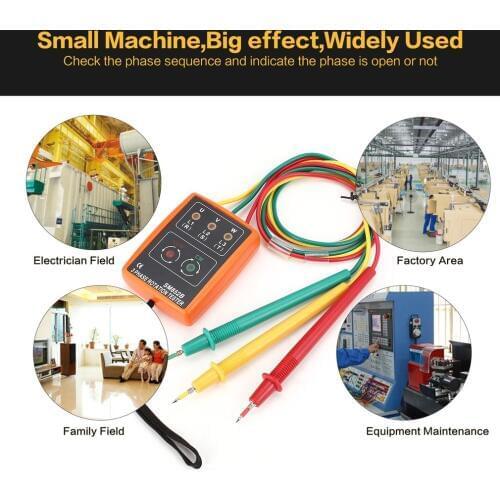SM852B Phase sequence tester Indicator 3 Phase Rotation Tester Digital Phase Indicator Detector LED Meter 60V~600VAC