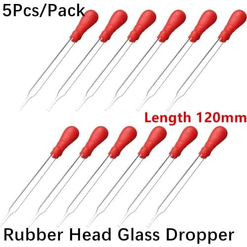 5Pcs/Pack 10ml Rubber Head Glass Dropper Glass Pipette Lab Chemistry Dropper Pipet With Scale Line Red&Transparent