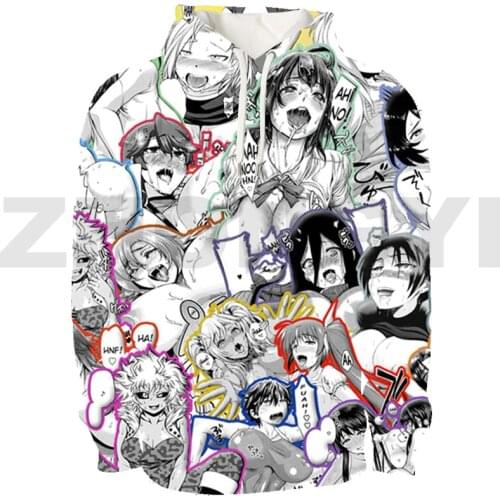 3D Print Anime Kawaii Sweatshirt Ahegao Hoodie Tops Cartoon Hentai Hoodies Men Clothing Pullover Oversized Streetwear Teenagers