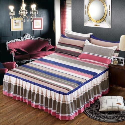 Thickened Sand Bed Sheet Wedding Bed Sheet Cover with Two Pillow Case Soft Non Slip Large Bed Skirt Set Colchas Para CAMA