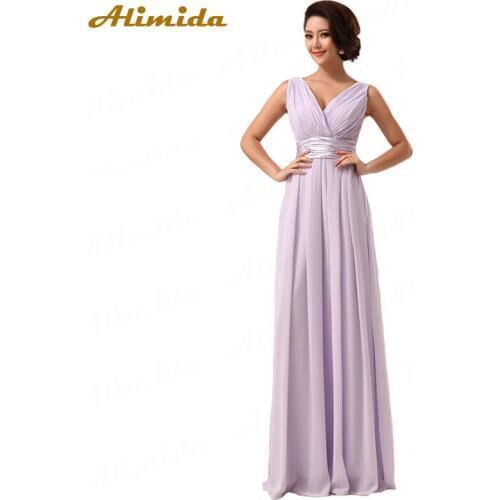 Evening Dress 2020 New Arrival Elegant Chiffon Wedding Party Dress Formal Evening Dresses V-Neck Sleeveless Floor-length