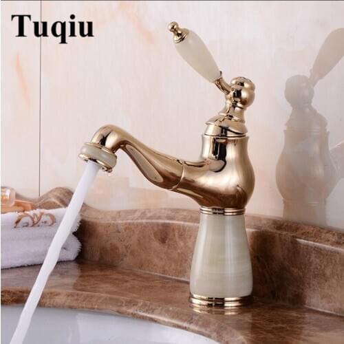 Vidric fashion jade and brass construction gold finished Basin Crane bathroom basin faucet,sink tap mixer with pull out shower h