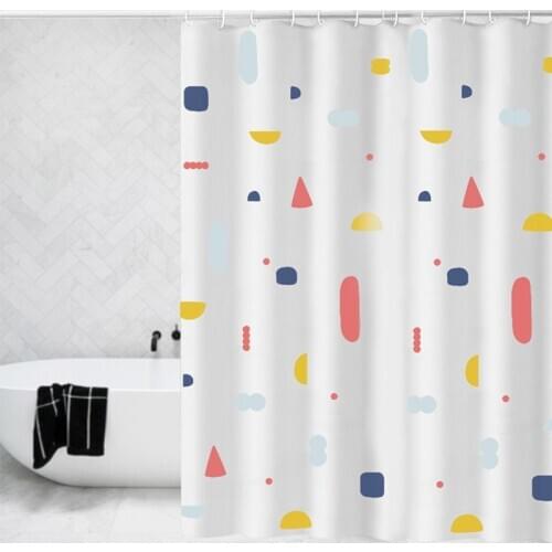 High quality Geometry Printed Shower Curtains Bath Products Bathroom Decor with Hooks Waterproof PEVA Shower Curtain Bathroom