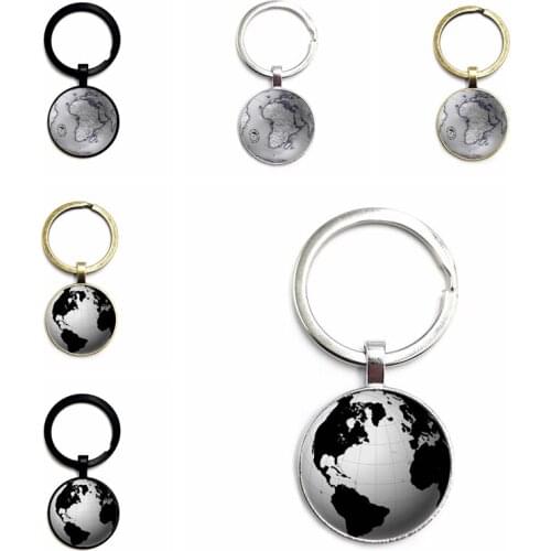 World Map Series Jewelry Car Pendant Keychain World Blueprint Cabochon Glass Key Ring Jewelry Gift Pendant