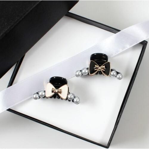 2PC New Korean bow with pearl Hair Clip For Girls Women Hairpin Hair Barrette crab hair claw clips Accessories headwear Ornament