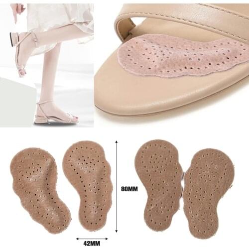 1Pair Women Foot Self-adhesive Patch Cushion Forefoot Gel Pads Premium Leather Non-slip Insoles Sandals Sticker High Heel Shoes