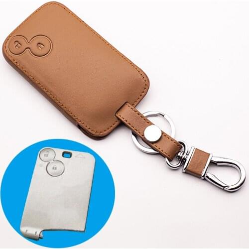 2017 Classic design Super quality car key chain key chain cover for Renault 2 buttons leather key bag dust collector auto part