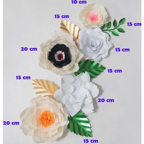 2018 Giant Crepe Paper Flowers Artificial Flores Artificiale 5PCS+ 5 Leaves For Wedding & Event Backdrop Baby Nursery Hot Mix