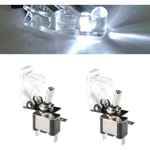 2 X 12V 20A White red yellow blue green Cover LED Light Rocker Toggle Switch SPST ON/OFF Car Truck