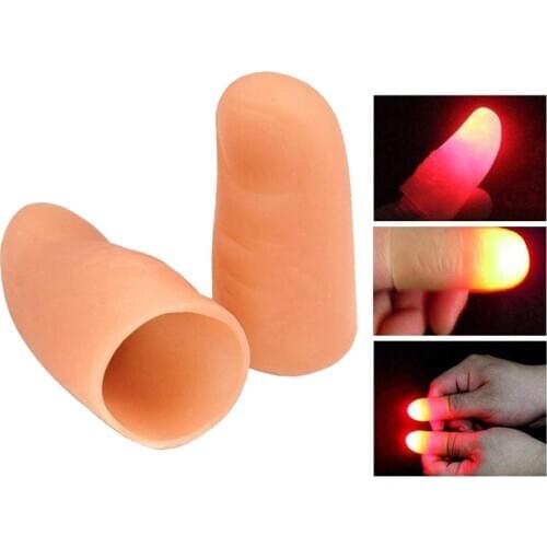 4PCS Glowing Finger Soft Rubber Magic Lighting Fake Finger Halloween Party Supplies Magic Prop For Performance
