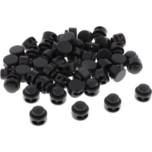 50pcs Plastic Double Hole Toggle Spring Stop Drawstring Stops End Button for Clothing Bags Accessories