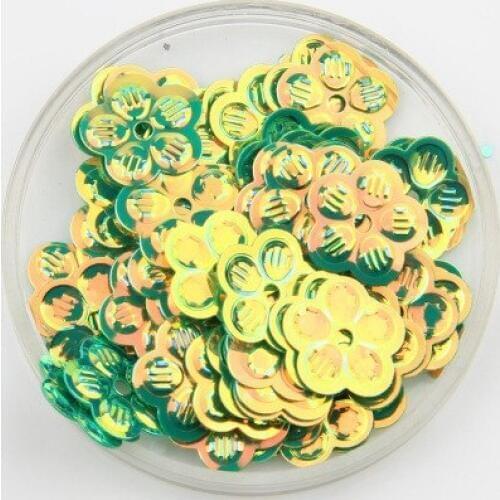 500pcs 13mm Flower Sequins With 1 Center Hole Plum Blossom Sewing,Wedding Craft,Kids DIY Garment Accessories Green Spangles