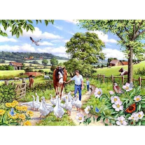 5D DIY Full Square Round Drill diamond painting prairie landscape needlework mosaic embroidery home Decoration AA2073