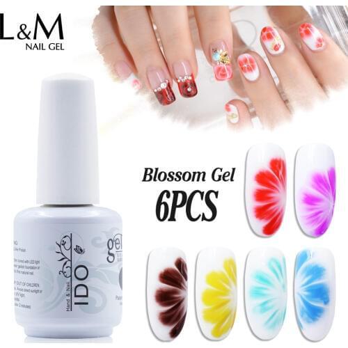6pcs(1 blossom+5 colors) New Arrival Blossom Gel Flower Painting Draw Polish Varnish 15ml Art UV Gel Nail Brand