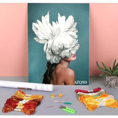 Abstract Beautiful Flower Women Modern Pre-Printed 11CT Cross Stitch Full Kit Embroidery DMC Threads Sewing Hobby Design