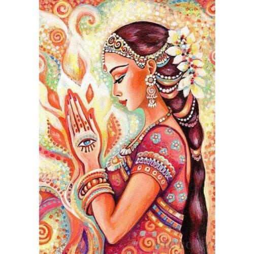 Diy Diamond Painting Full Square Beauty Lady Indian Icon Diamond Embroidery Cross Stitch Mosaic Living Home Decor Religion Gift