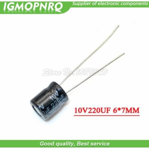 50PCS 10V220UF 6*7mm 220UF 10V 6*7 Aluminum electrolytic capacitor