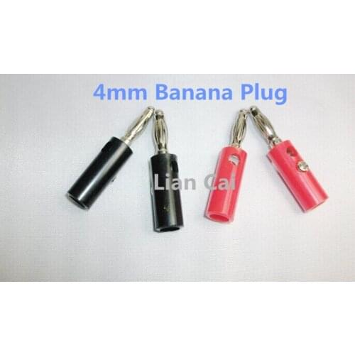 Free Shipping 200pcs/lot 4mm Banana Plug Lantern Connector Jack Screw-type Banana Head Black and Red Color