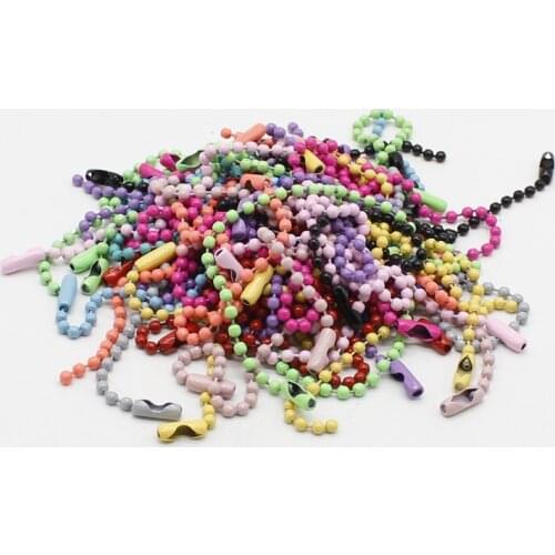 10 Colorful Round Ball Chains 12 cm Long Bulk Dog Tag Chain, Connector For Key Chain DIY Pendant Jewelry
